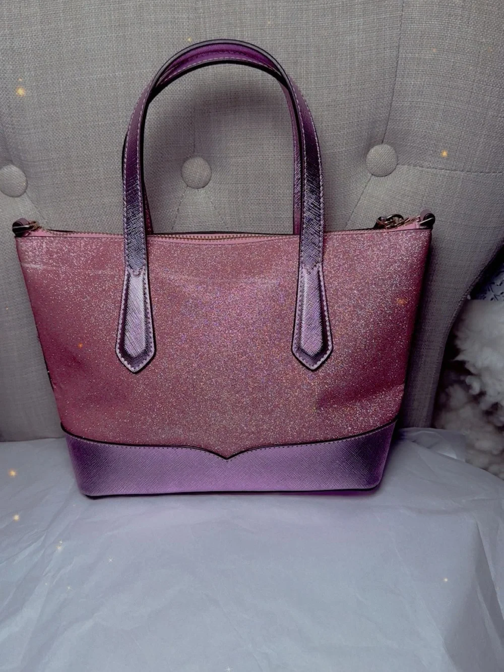 kate spade Pink Metallic Glitter Crossbody Tote